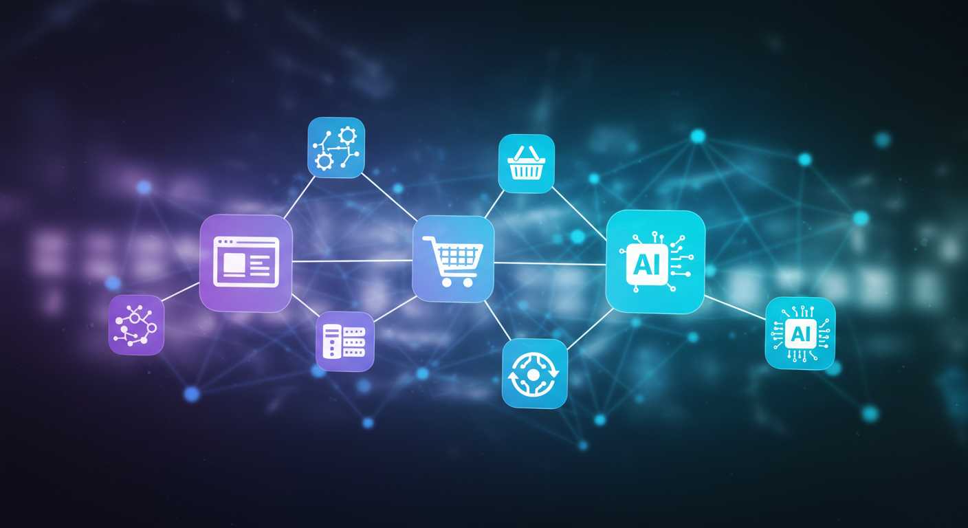 Web、EC、システム、AIの各サービスを象徴するアイコンの集合イメージ